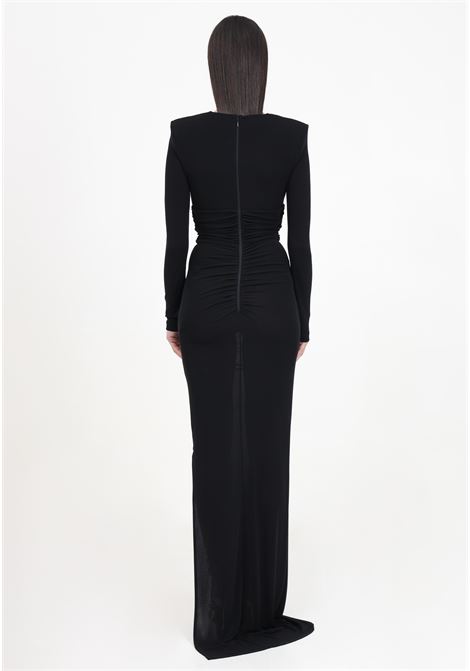 Black red carpet women's dress in draped jersey with cut out ELISABETTA FRANCHI | AB52942E2110